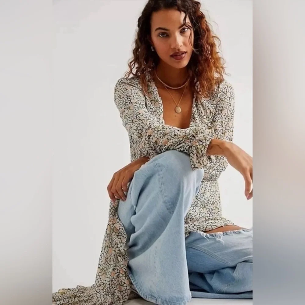 Free People Gigi Floral Maxi Tunic Top - Picture 10 of 15